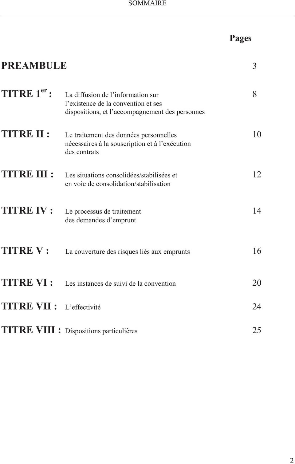 consolidées/stabilisées et 12 en voie de consolidation/stabilisation TITRE IV : Le processus de traitement 14 des demandes d emprunt TITRE V : La