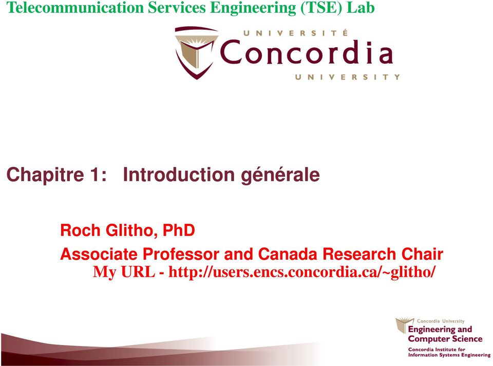 and Canada Research Chair My URL -