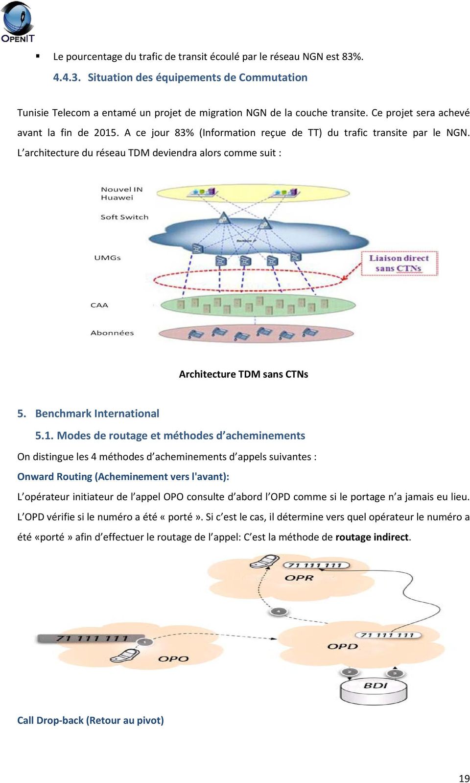 L architecture du réseau TDM deviendra alors comme suit : Architecture TDM sans CTNs 5. Benchmark International 5.1.