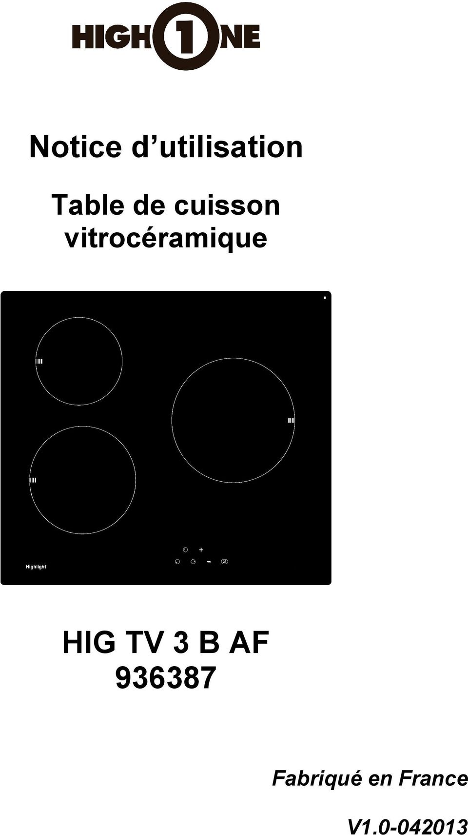 vitrocéramique HIG TV 3 B
