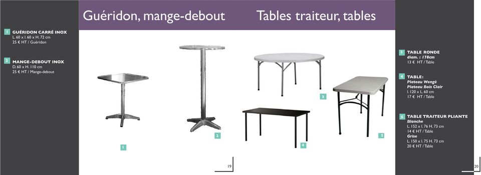 : 78cm HT / Table TABLE : Plateau Wengé Plateau Bois Clair l. 0 x L.