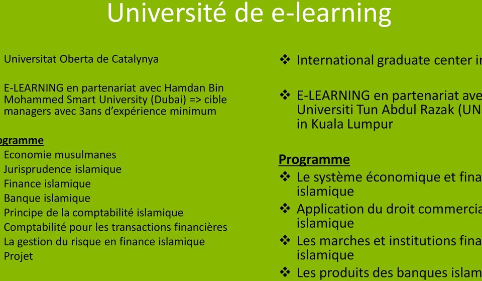 transactions financières La gestion du risque en finance islamique Projet International graduate center in E-LEARNING en partenariat ave Universiti Tun Abdul Razak (UNI