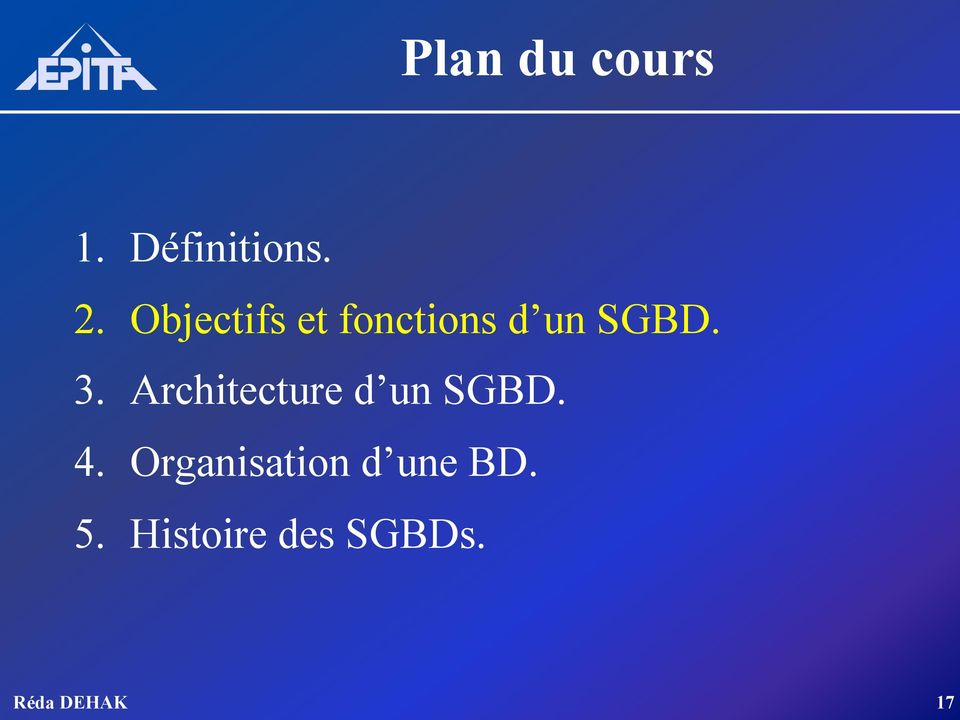 Architecture d un SGBD. 4.
