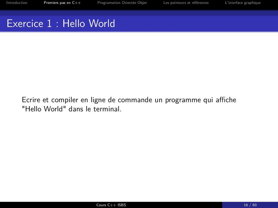 programme qui affiche "Hello World"