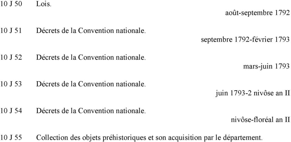 10 J 54 Décrets de la Convention nationale.