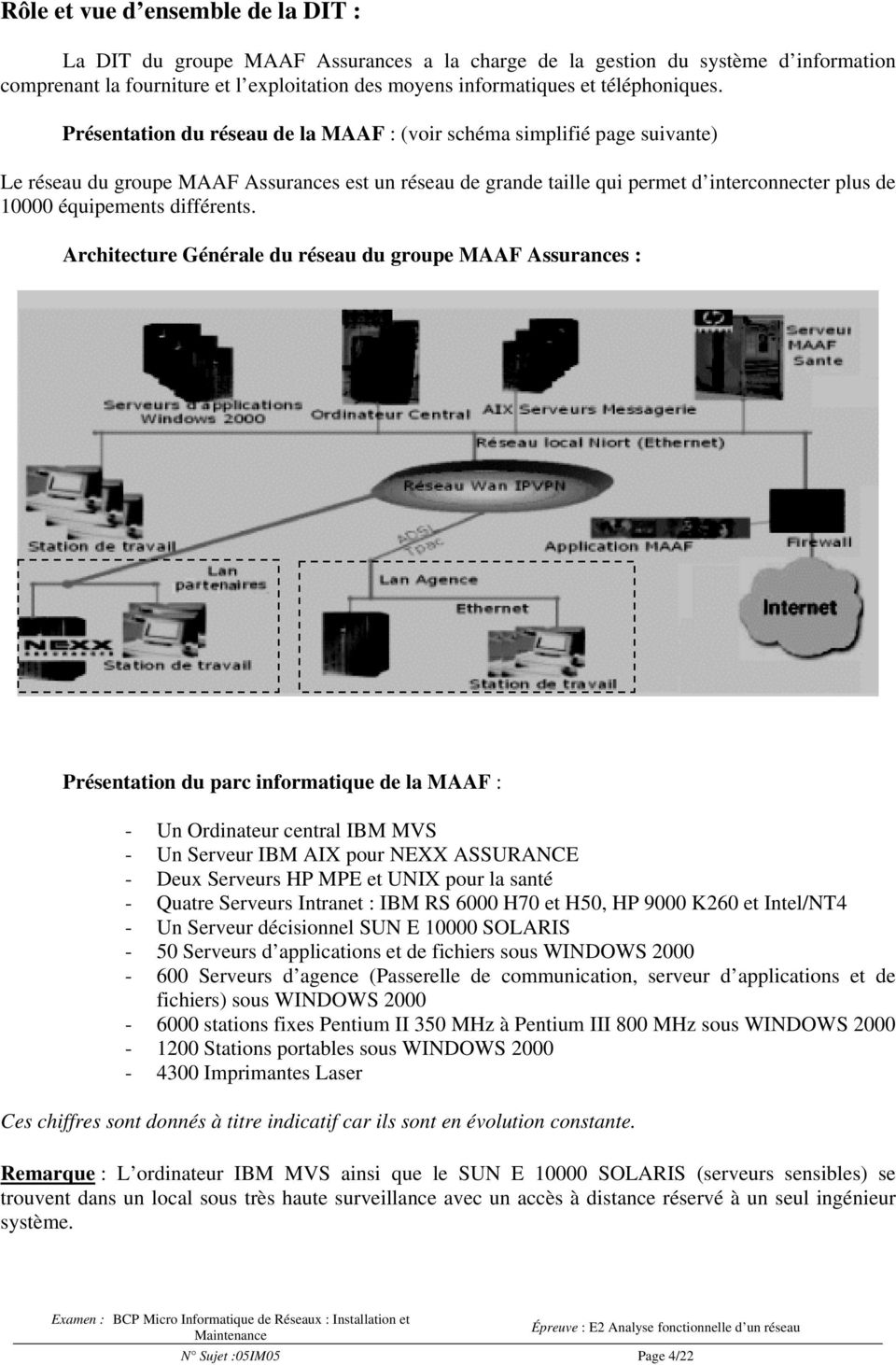Présentation du réseau de la MAAF : (voir schéma simplifié page suivante) Le réseau du groupe MAAF Assurances est un réseau de grande taille qui permet d interconnecter plus de 10000 équipements