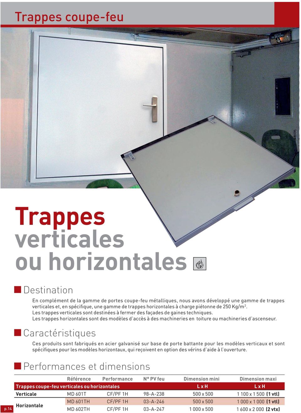 Les trappes horizontales sont des modèles d accès à des machineries en toiture ou machineries d ascenseur.