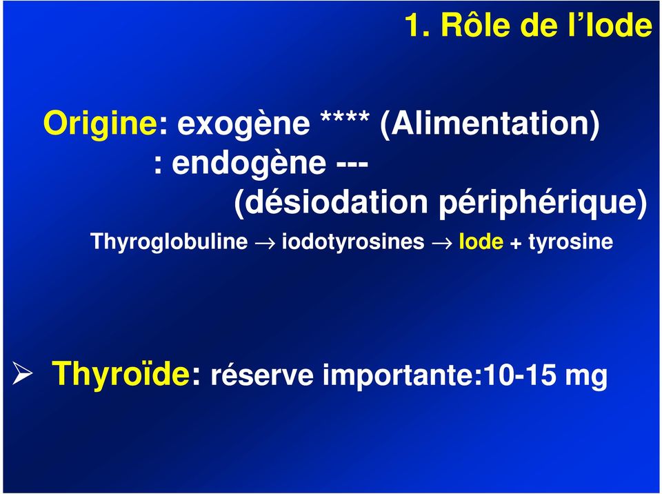 périphérique) Thyroglobuline iodotyrosines