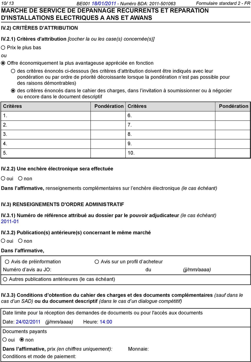 11-501063 Formulaire standard 2 