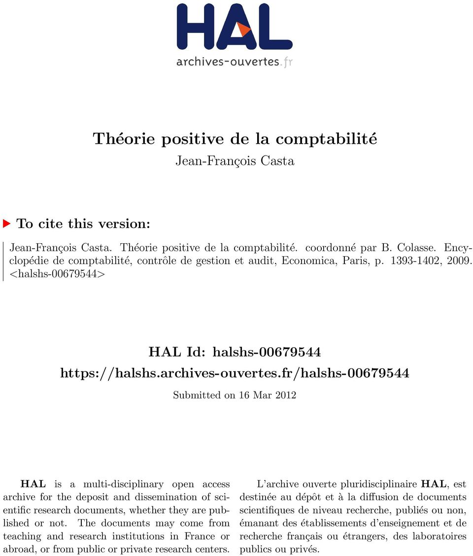 fr/halshs-00679544 Submitted on 16 Mar 2012 HAL is a multi-disciplinary open access archive for the deposit and dissemination of scientific research documents, whether they are published or not.