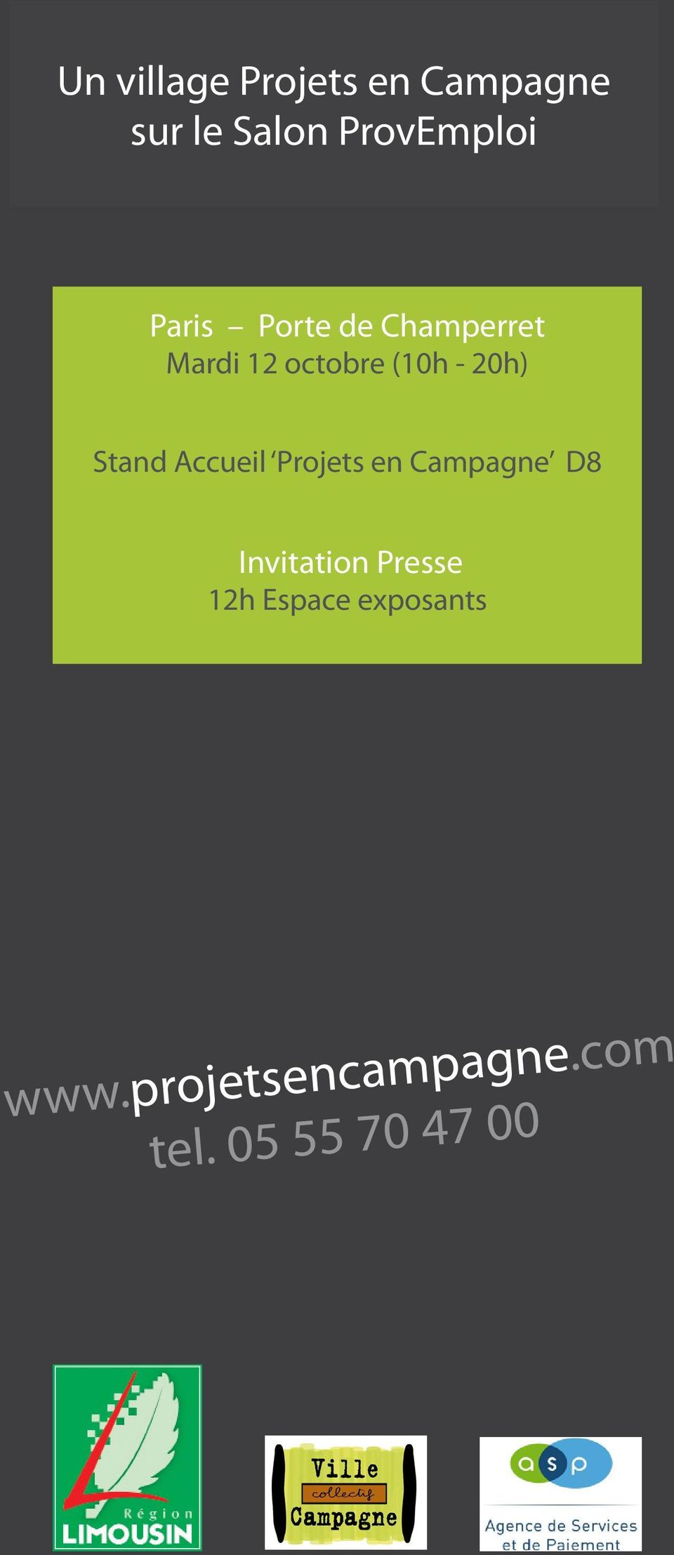 Stand Accueil Projets en Campagne D8 Invitation Presse