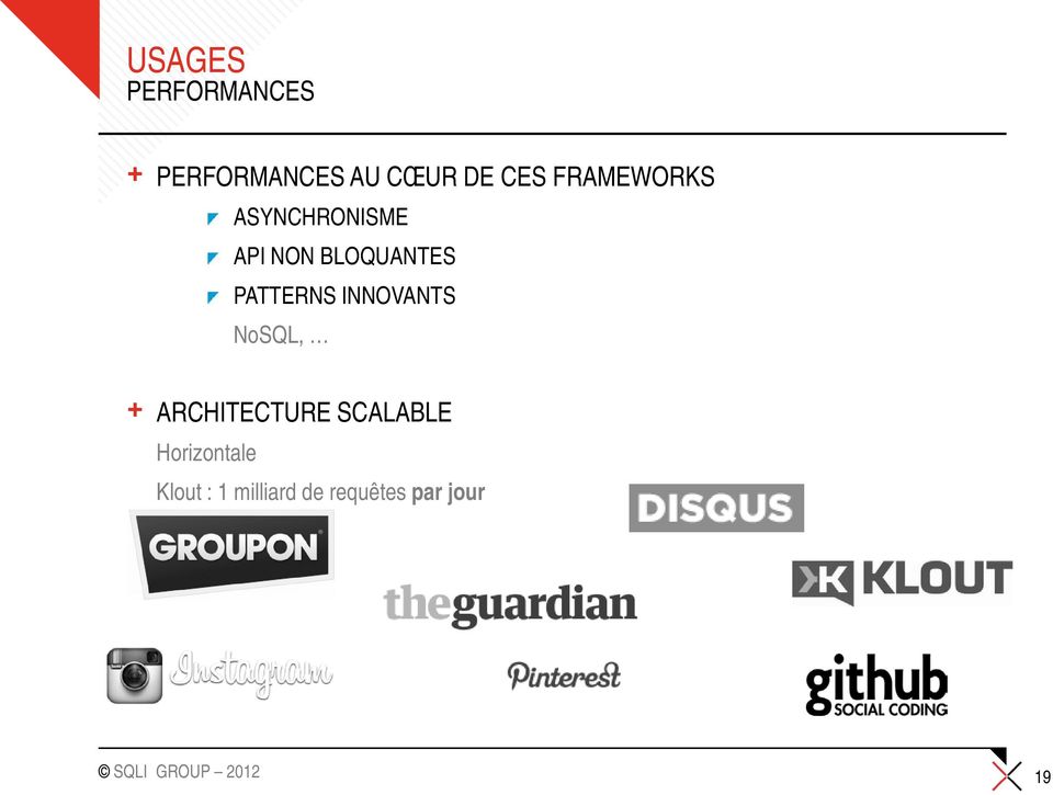 PATTERNS INNOVANTS NoSQL, + ARCHITECTURE SCALABLE