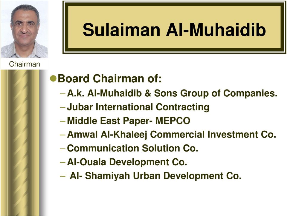 Jubar International Contracting Middle East Paper- MEPCO Amwal