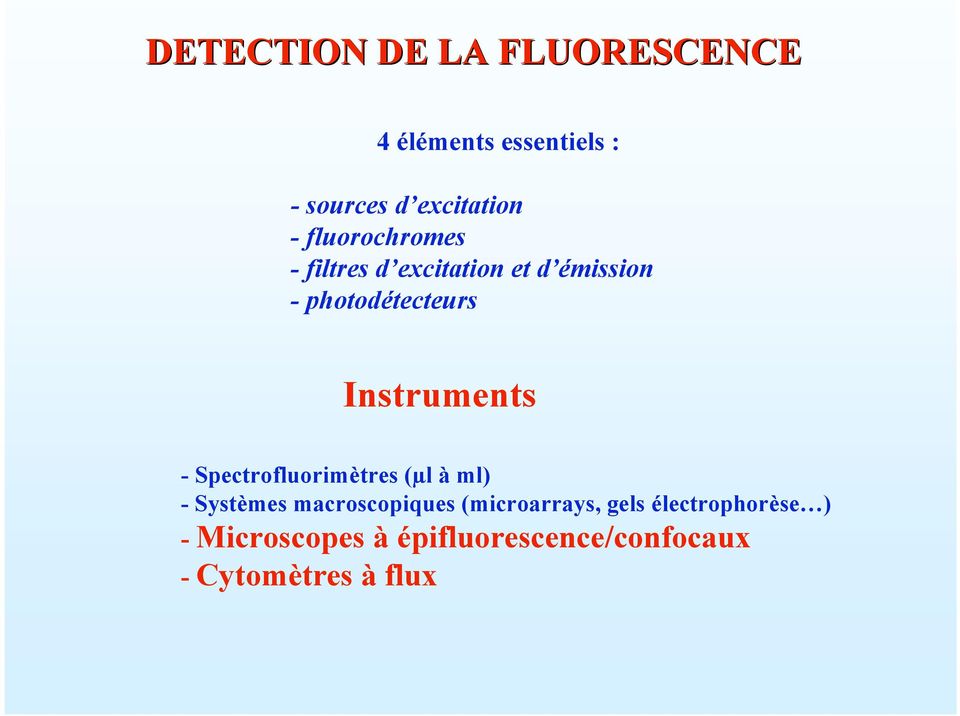 Instruments - Spectrofluorimètres (µl à ml) - Systèmes macroscopiques