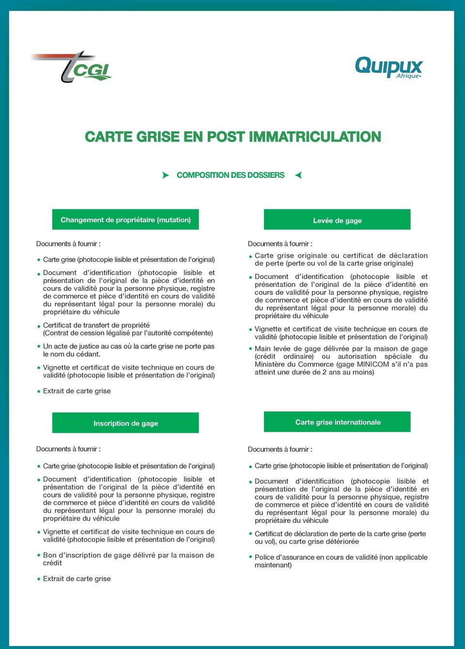 Systeme De Gestion Integree De L Ensemble Des Activites De Transports Terrestres En Cote D Ivoire Carte Grise Pdf Free Download