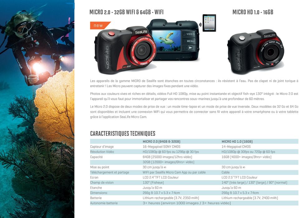 Photos aux couleurs vives et riches en détails, vidéos Full HD 1080p, mise au point instantanée et objectif fish-eye 130 intégré : le Micro 2.