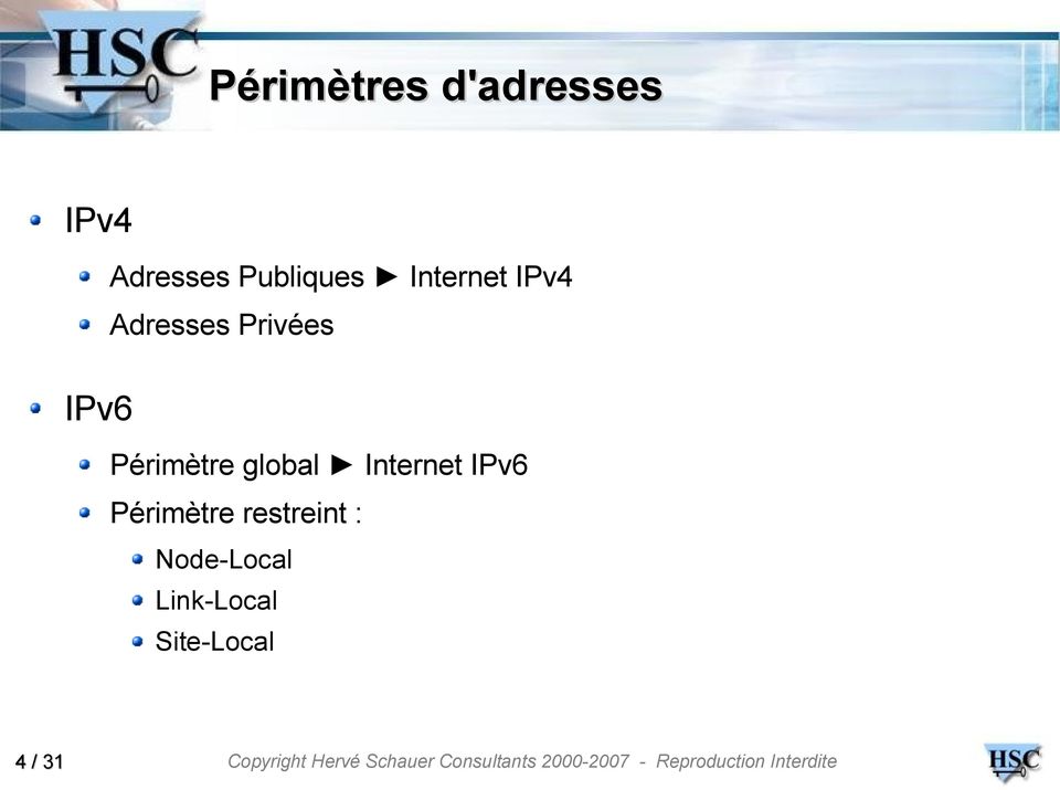 Périmètre global Internet IPv6 Périmètre