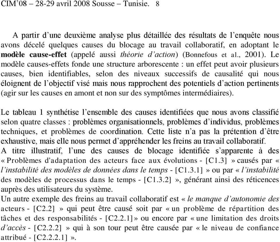 théorie d action) (Bonnefous et al., 2001).