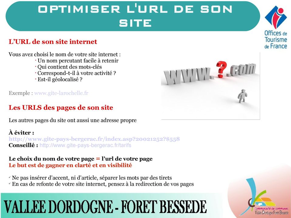 fr Les URLS des pages de son site Les autres pages du site ont aussi une adresse propre À éviter : http://www.gite-pays-bergerac.fr/index.asp?20021252?