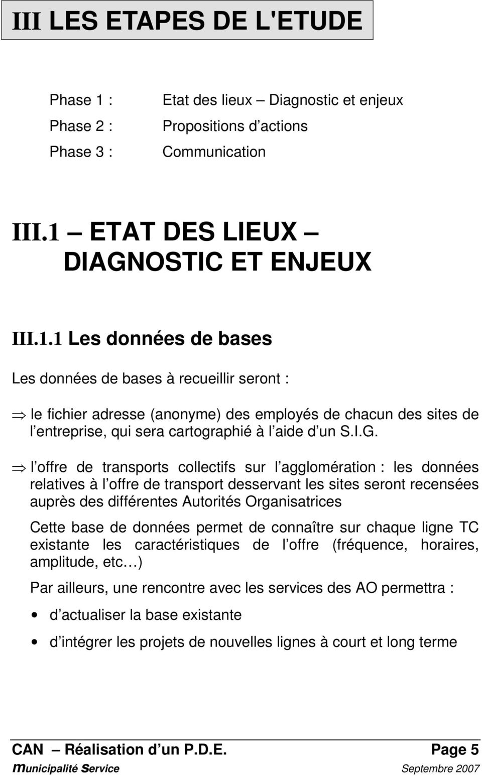 ETAT DES LIEUX DIAGNOSTIC ET ENJEUX III.1.