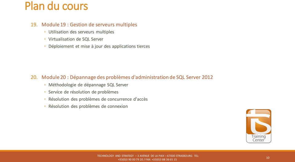 Module 20 : Dépannage des problèmes d'administration de SQL Server 2012 Méthodologie de dépannage