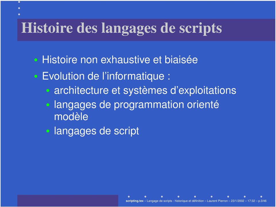 langages de programmation orienté modèle langages de script scripting.