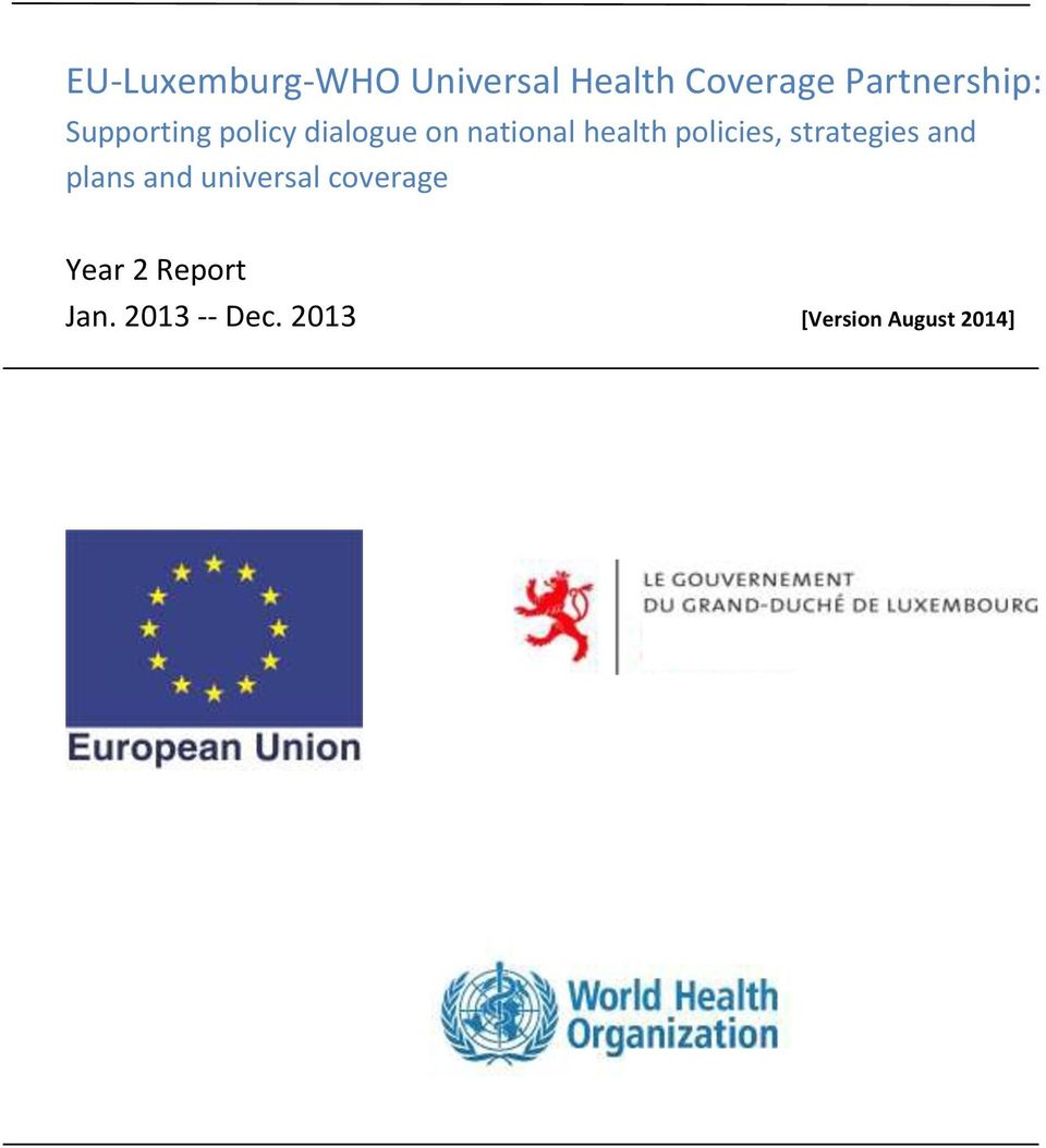 health policies, strategies and plans and universal