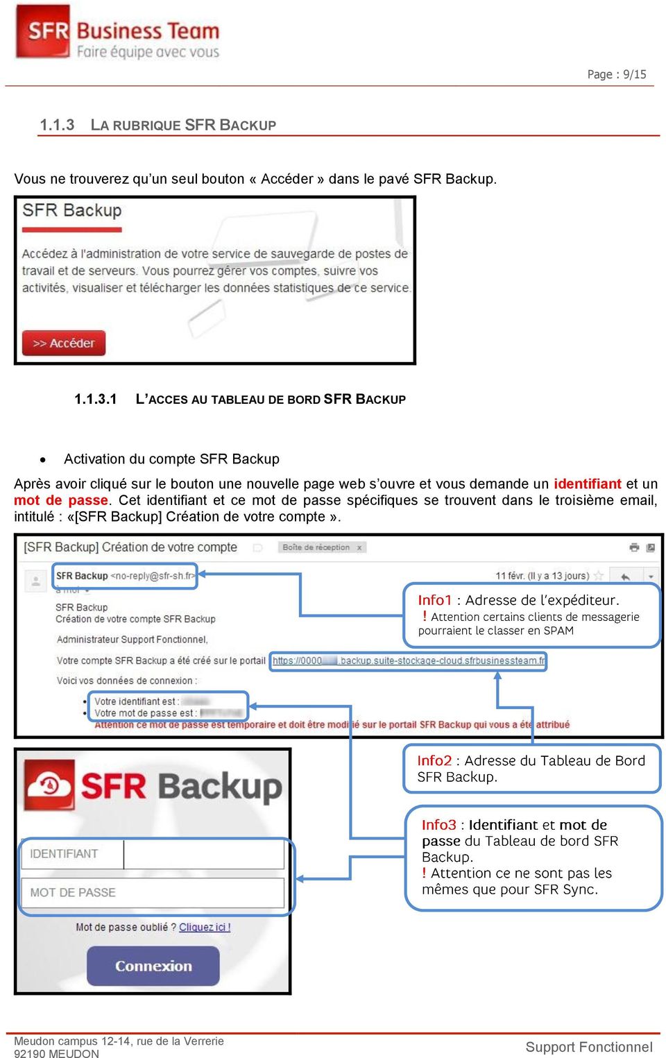 1 L ACCES AU TABLEAU DE BORD SFR BACKUP Activation du compte SFR Backup Après avoir cliqué sur le bouton une