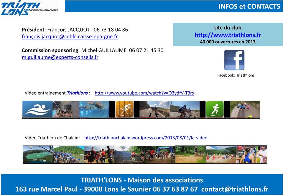 fr Facebook: Triath lons Video entrainement Triathlons : http://www.youtube.com/watch?