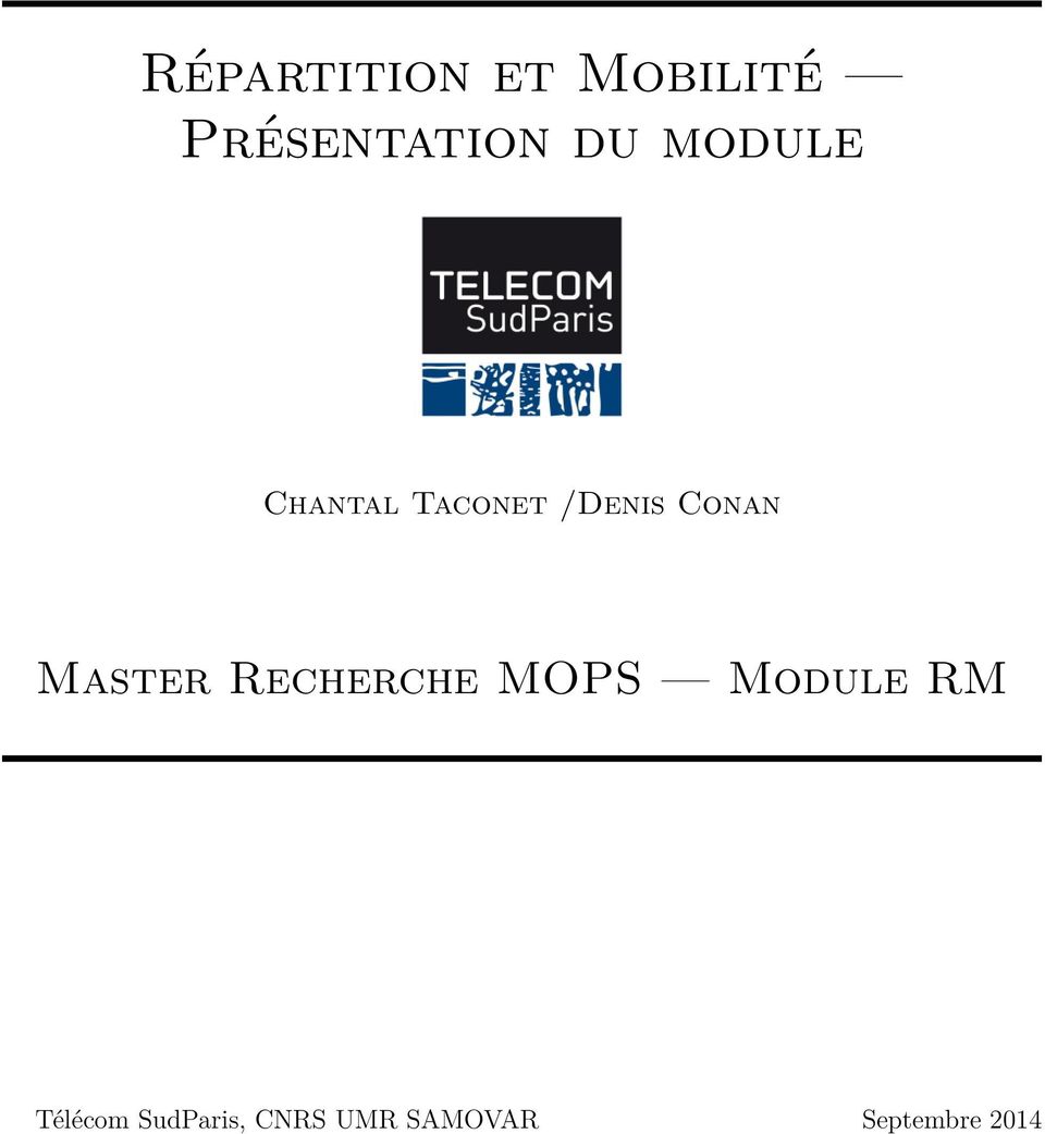 Master Recherche MOPS Module RM Télécom