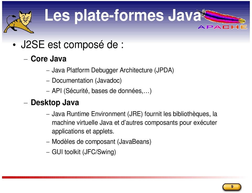 Environment (JRE) fournit les bibliothèques, la machine virtuelle Java et d autres composants