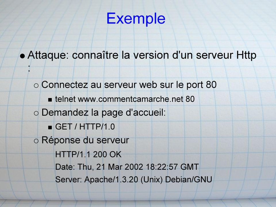 net 80 Demandez la page d'accueil: GET / HTTP/1.