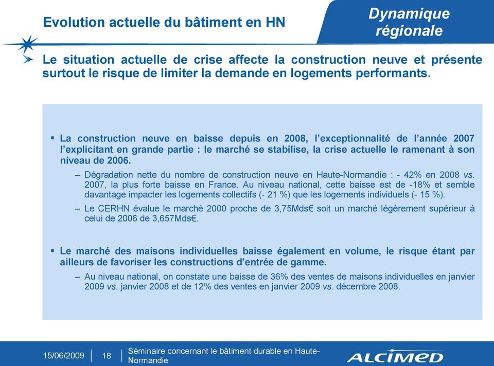 Dégradation nette du nombre de construction neuve en Haute- : - 42% en 2008 vs. 2007, la plus forte baisse en France.
