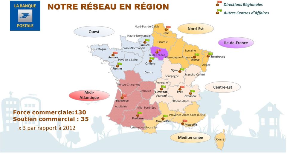 Ile-de-France Midi- Atlantique Force commerciale:130 Soutien commercial : 35 x 3 par rapport à 2012 Poitou-Charentes Bordeaux Aquitaine Limousin Midi