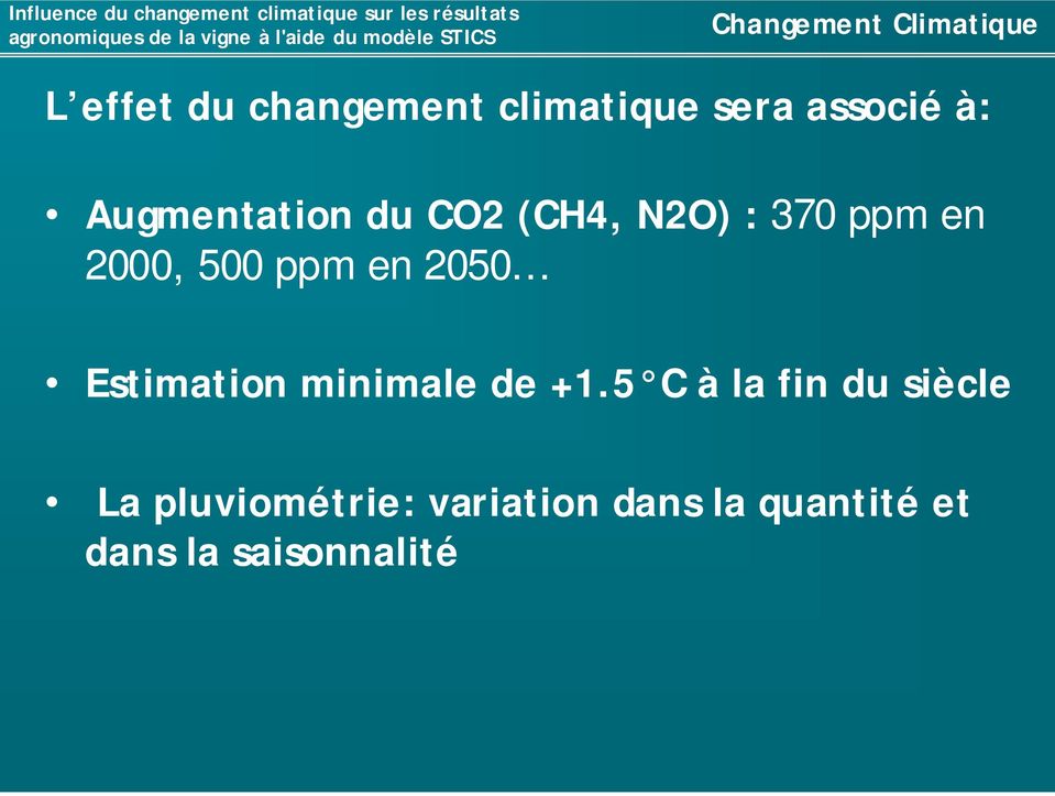 500 ppm en 2050 Estimation minimale de +1.