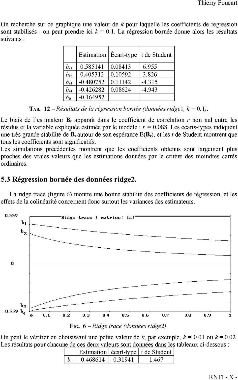 08624-4.943 b 0-0.164952 TAB. 12 Résultats de la régression bornée (données ridge1, k = 0.1).