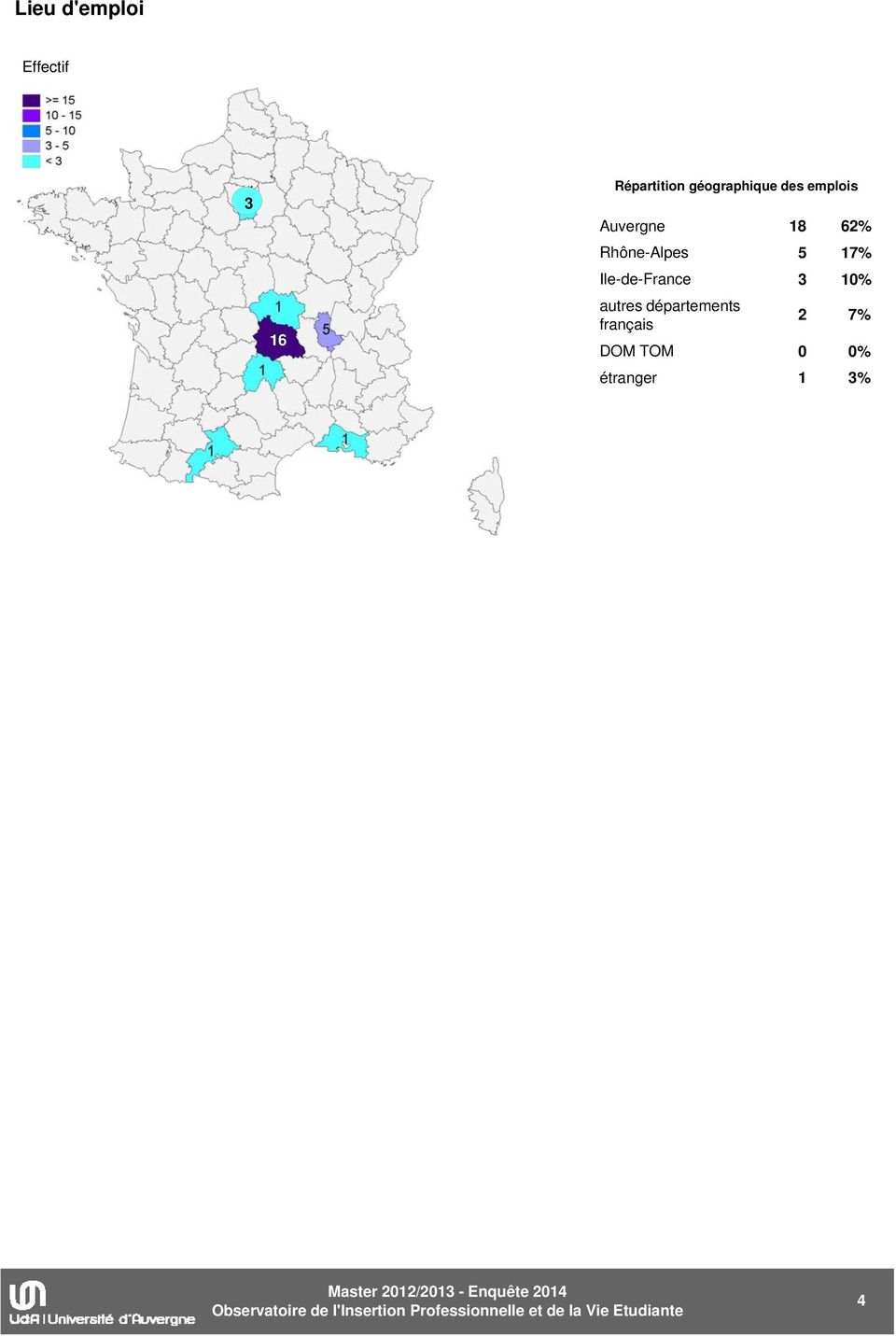 emplois "oui" Auvergne 8 6% Rhône-Alpes 5 7% Ile-de-France %