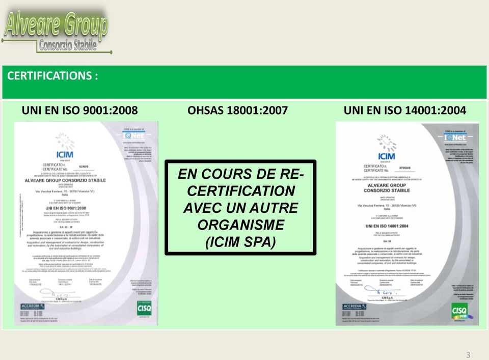 ISO 14001:2004 EN COURS DE RE-
