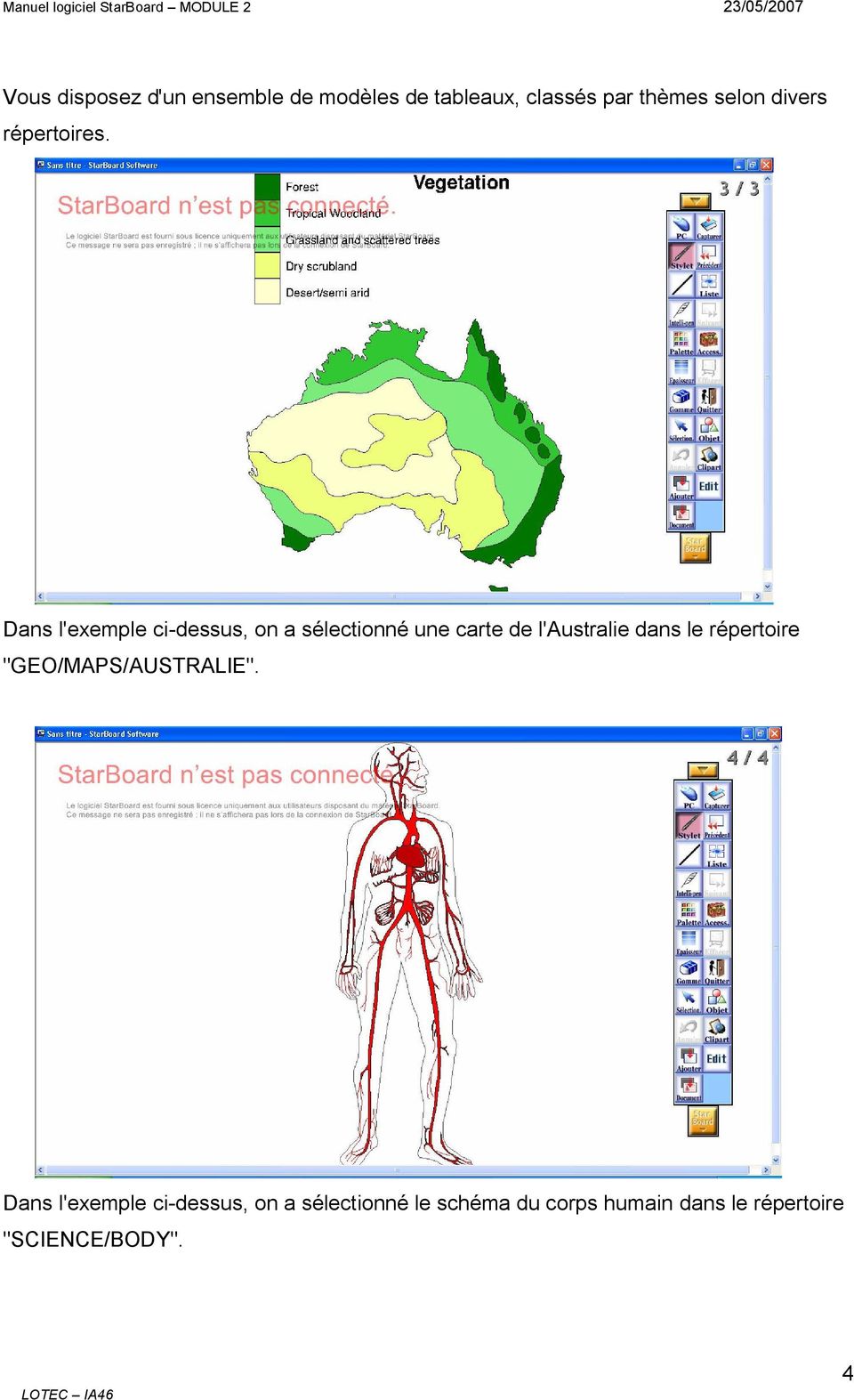 Dans l'exemple ci-dessus, on a sélectionné une carte de l'australie dans le