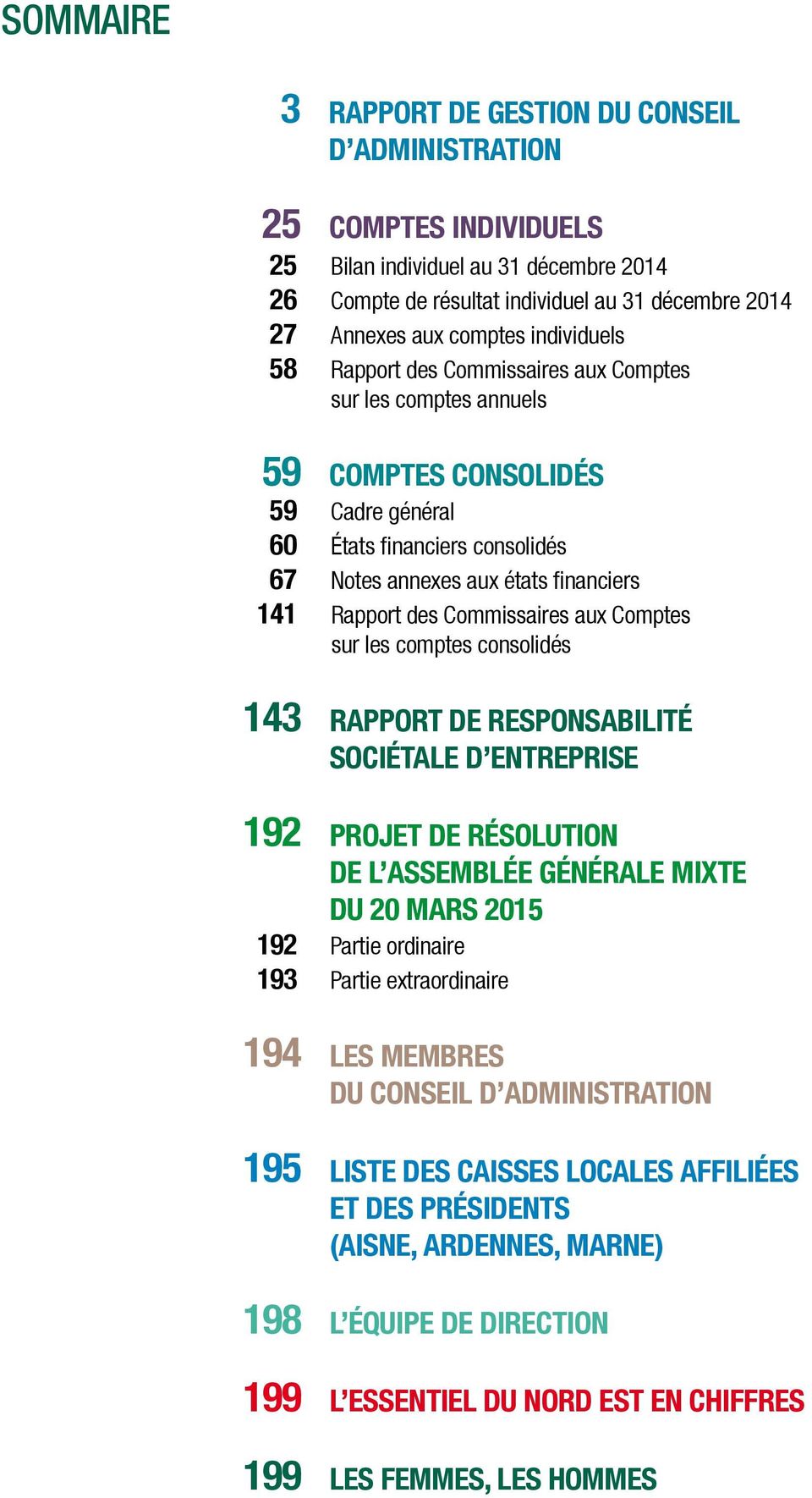 Commissaires aux Comptes sur les comptes consolidés 143 Rapport de responsabilité sociétale d entreprise 192 projet de résolution de l Assemblée Générale Mixte du 20 mars 2015 192 Partie ordinaire