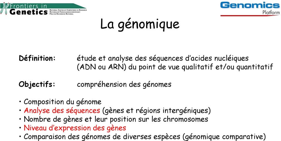 Analyse des séquences (gènes et régions intergéniques) Nombre de gènes et leur position sur les
