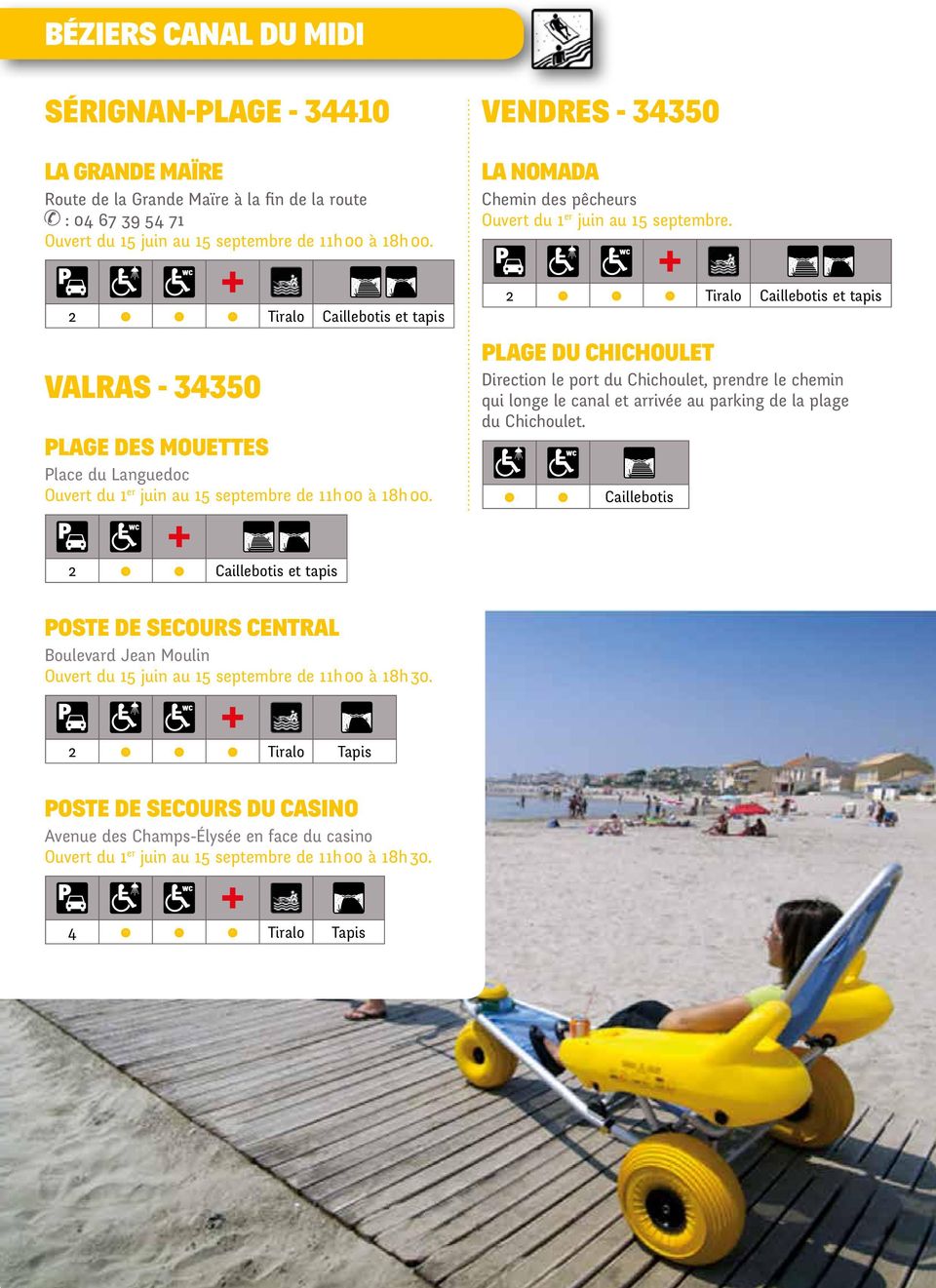 et tapis VALRAS - 3350 plage des mouettes Place du Languedoc Ouvert du er juin au 5 septembre de h 00 à 8h 00.