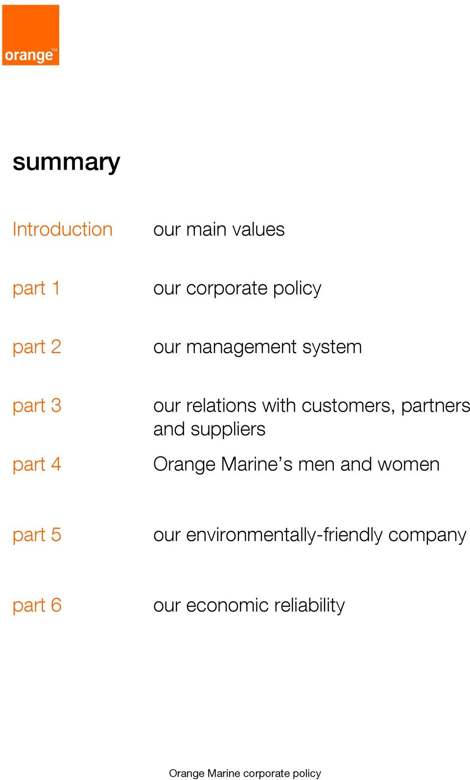 and suppliers Orange Marine s men and women part 5 our