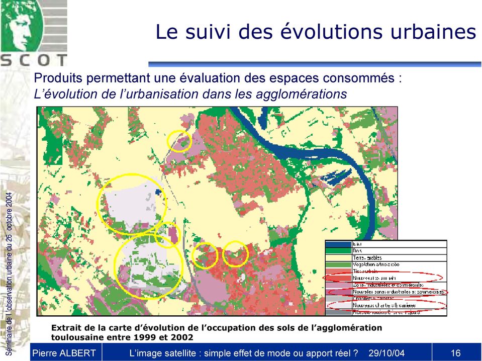 carte d évolution de l occupation des sols de l agglomération toulousaine entre