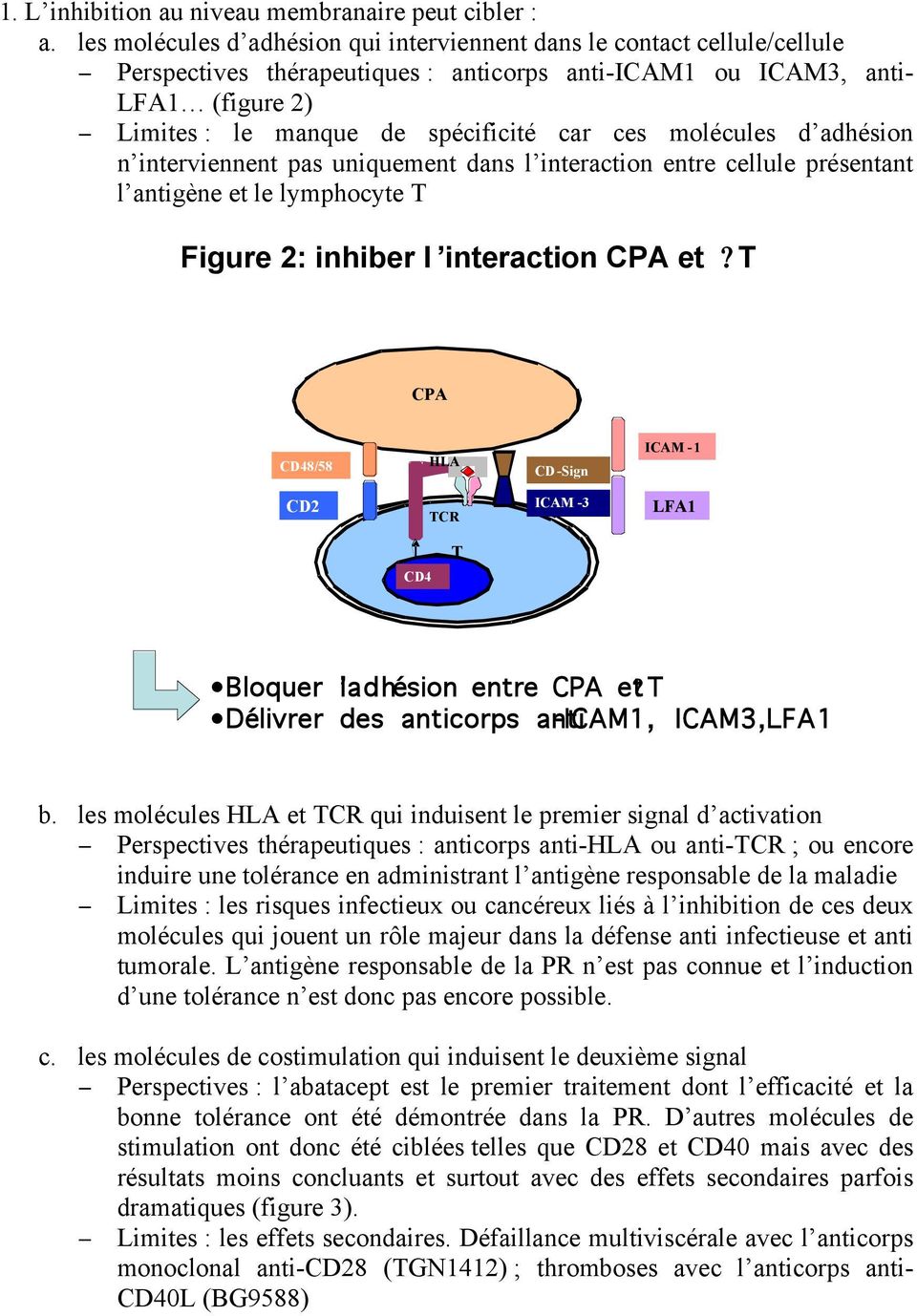 ces molécules d adhésion n interviennent pas uniquement dans l interaction entre cellule présentant l antigène et le lymphocyte T Figure 2: inhiber l interaction CPA et?