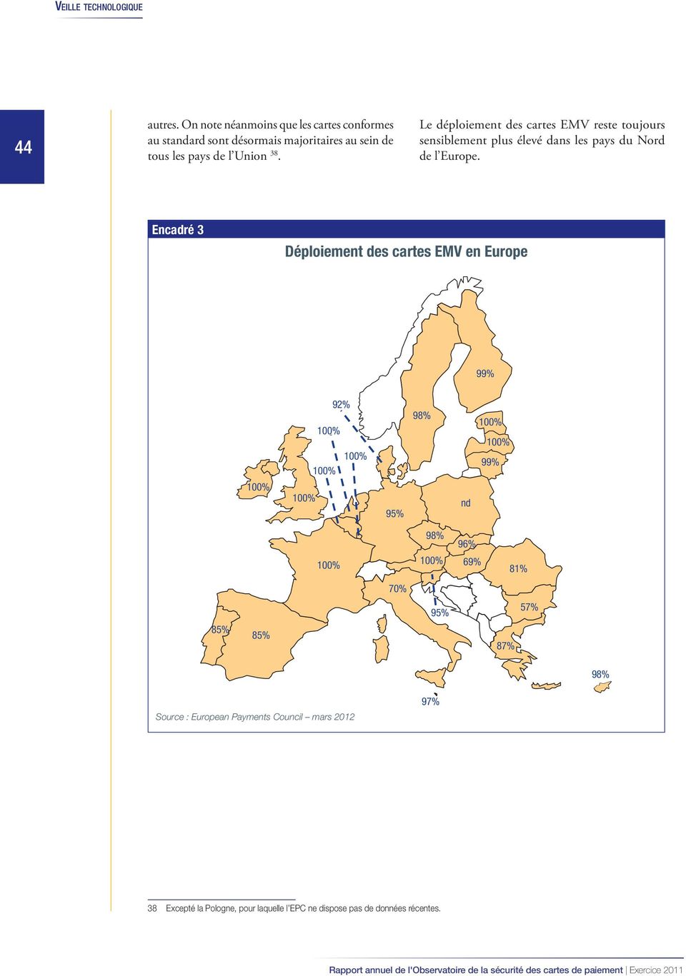 38. Le déploiement des cartes EMV reste toujours sensiblement plus élevé dans les pays du Nord de l Europe.