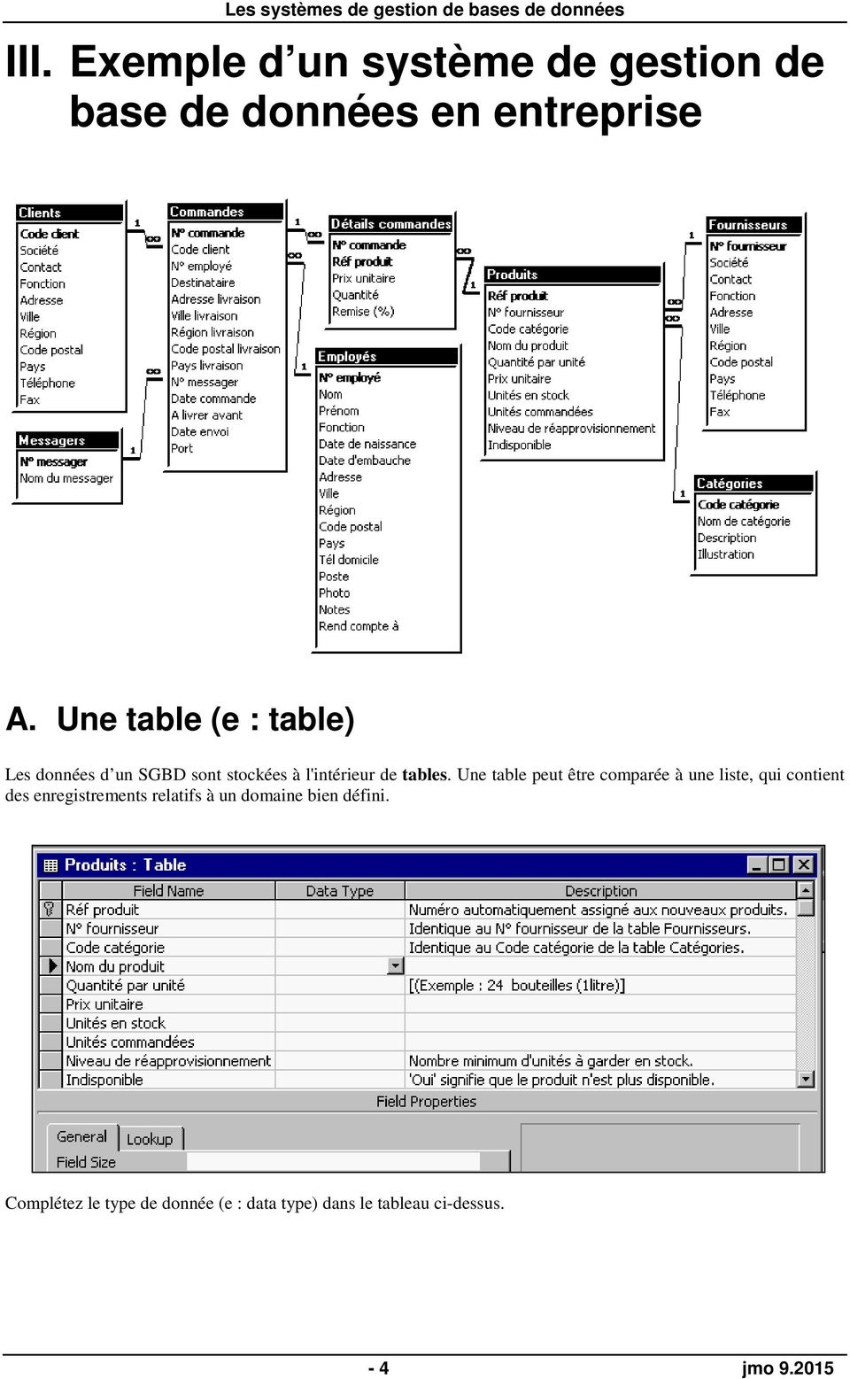 Une table peut être comparée à une liste, qui contient des enregistrements relatifs à