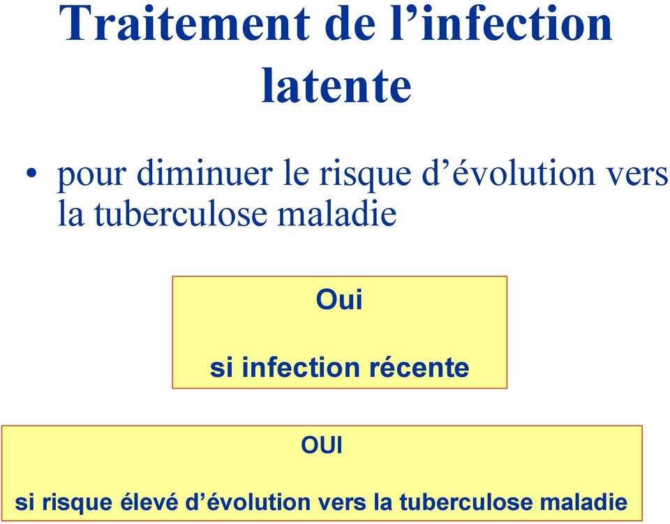 tuberculose maladie Oui si infection récente