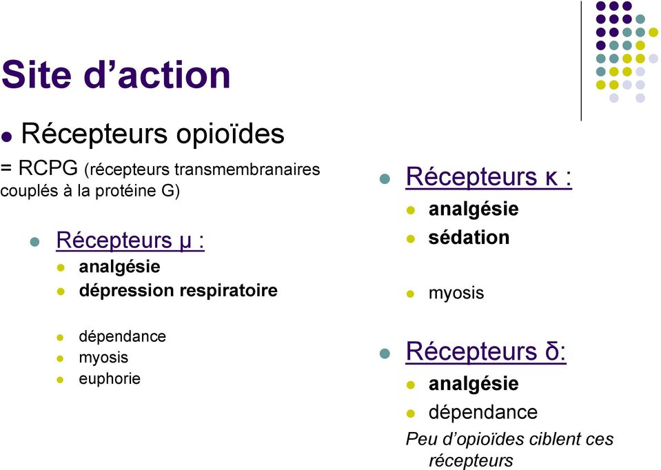 respiratoire dépendance myosis euphorie Récepteurs κ : analgésie