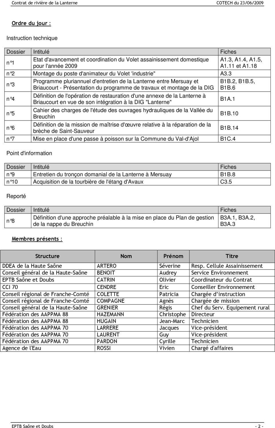 5, n 3 Briaucourt - Présentation du programme de travaux et montage de la DIG B1B.